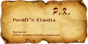 Pordán Klaudia névjegykártya