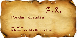 Pordán Klaudia névjegykártya